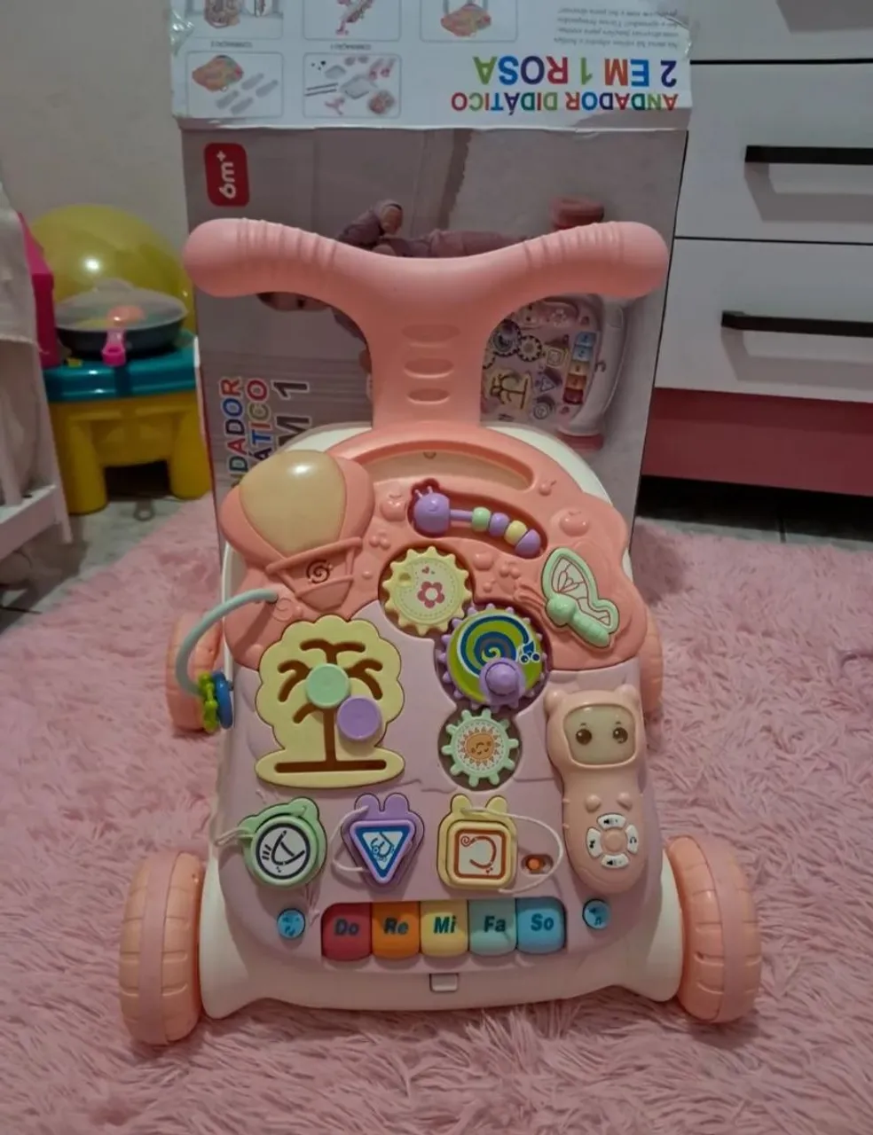 Andador Didático 2 em 1 Rosa - 6m+
