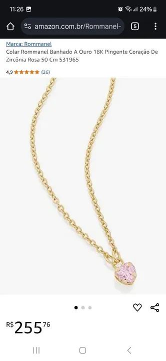 Colar Rommanel com pingente de coração rosa - Foto 2