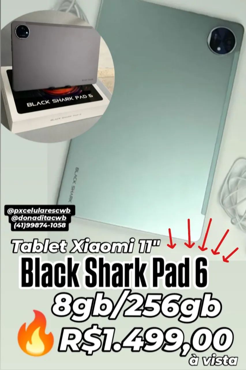 Tablet Xiaomi 11" Black Shark Pad 6 8gb/256 (novos, somos loja)