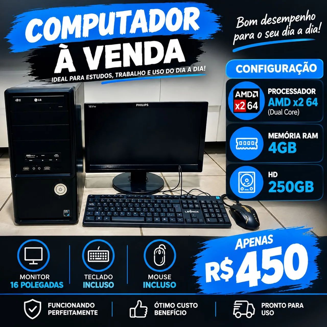 Computador completo AMD x2 64