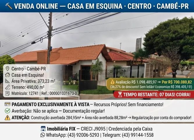 Imovel em Leilão  · CENTRO · CAMBÉ-PR