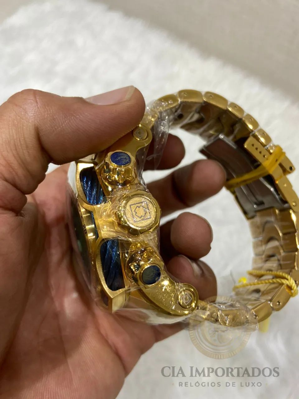 Relógio Invicta Bolt Zeus Azul Dourado Automático C/ Caixa - Foto 3