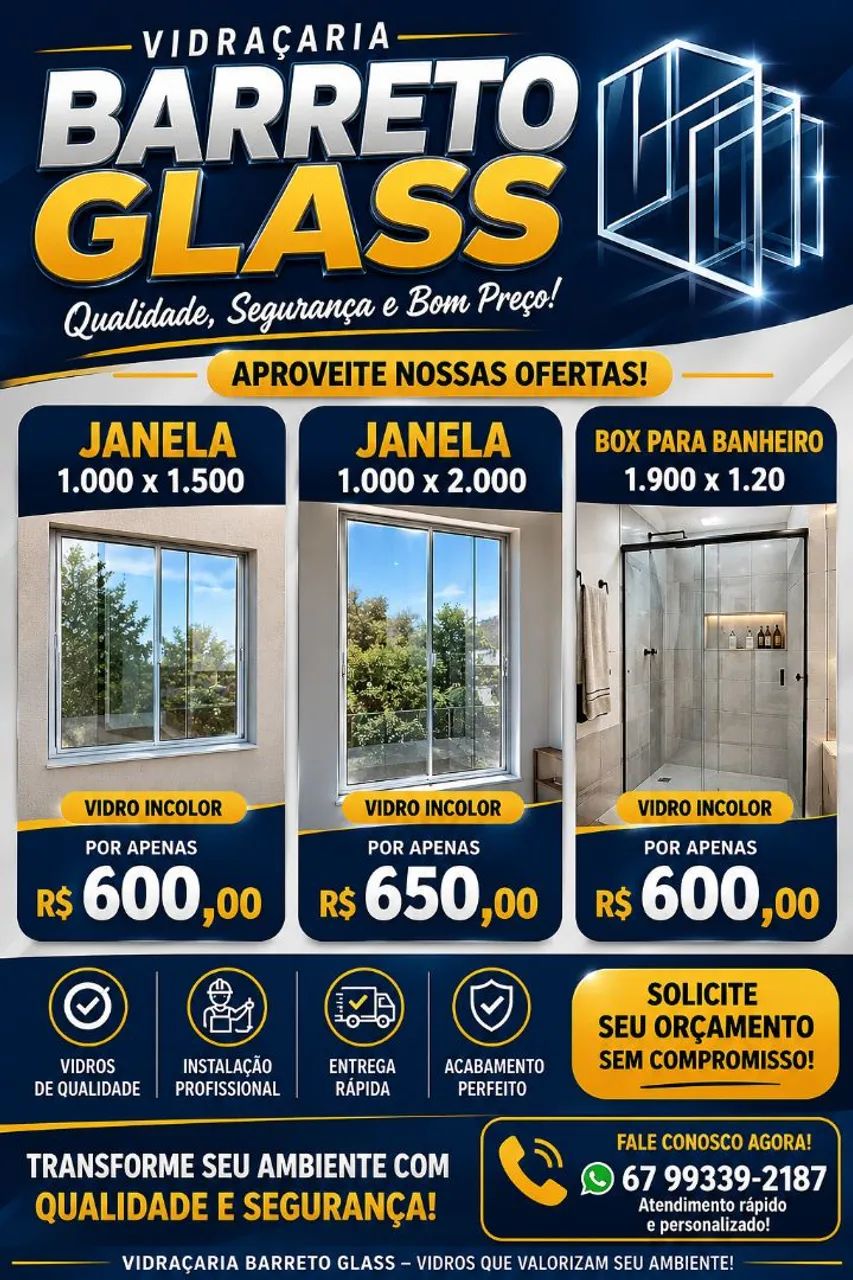 Vidraçaria ótimos preços 