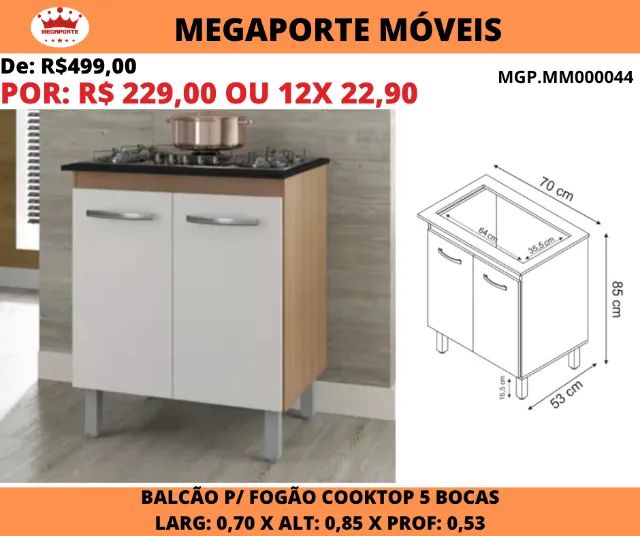 Balcão Jade para Cooktop 5 Bocas