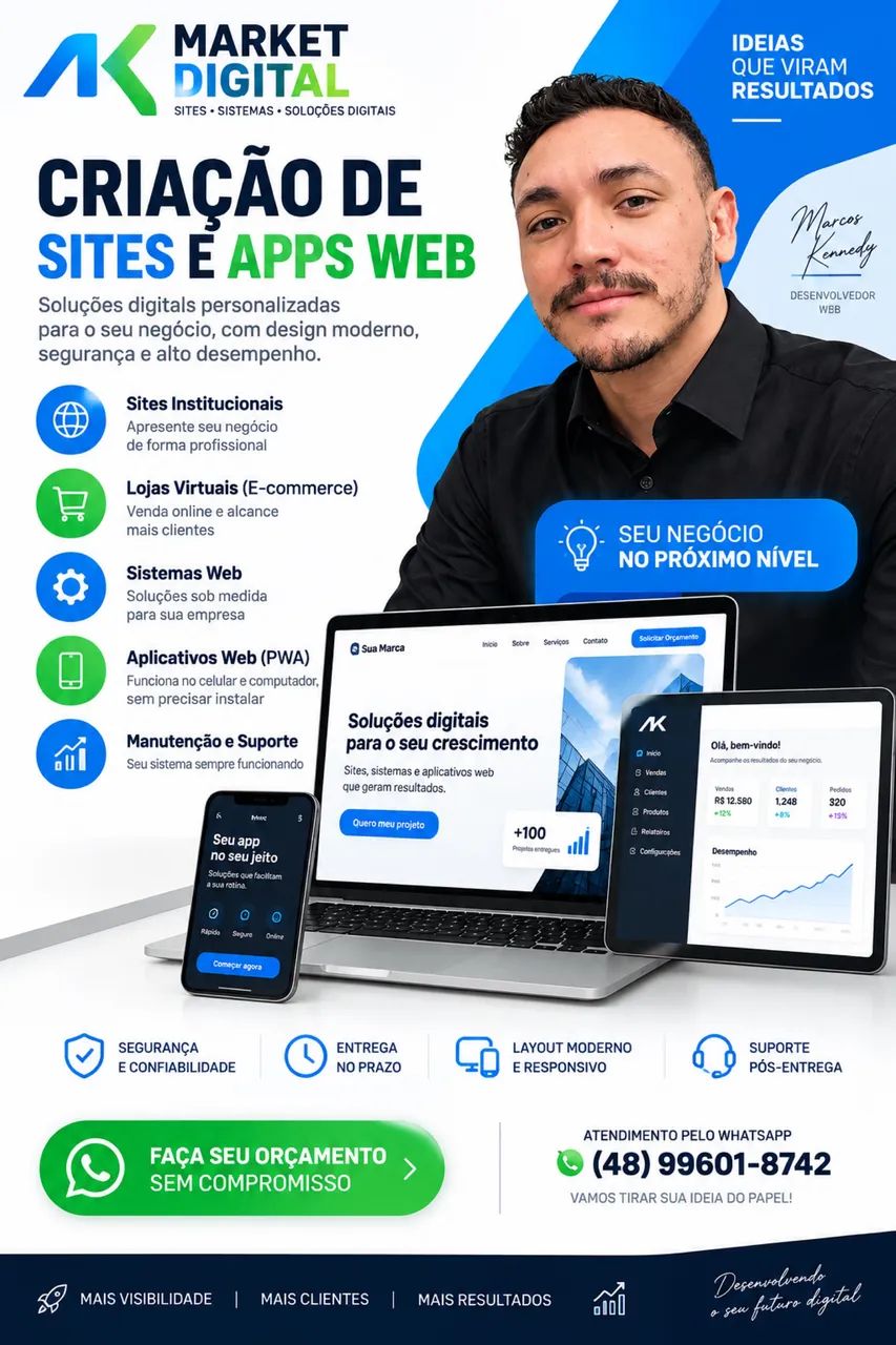 Faço serviço digitais - Criação de Sites e Sistemas Web Profissionais