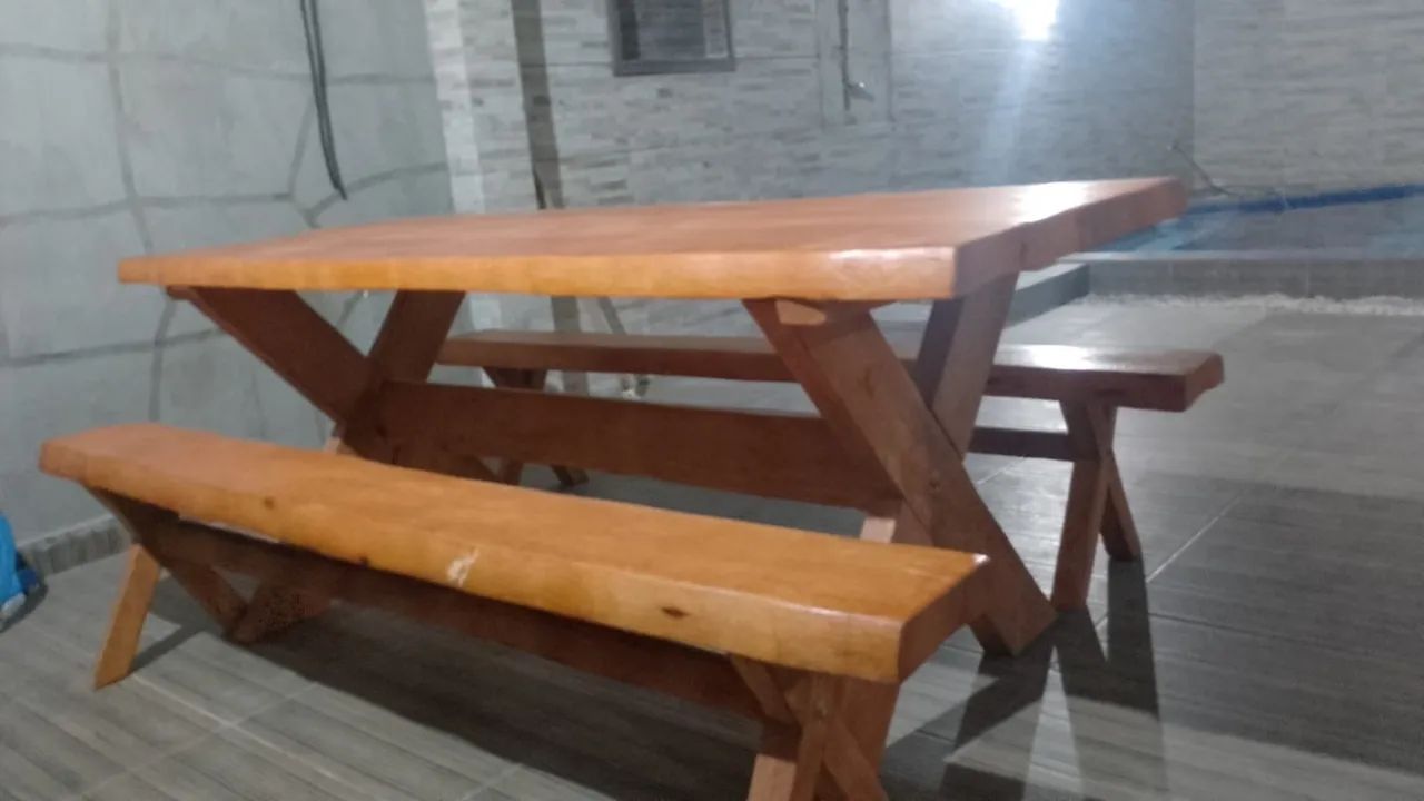Mesa Rústica Maciça IVERNIZADA  - Foto 3