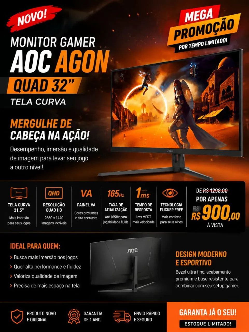Monitor gamer AOC agon curvo  - Foto 2