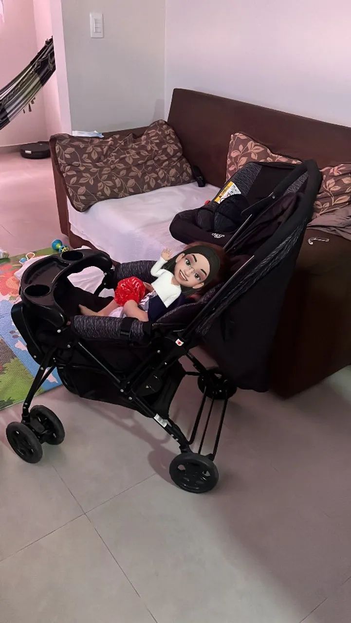 Carrinho de Bebê Alça Reversível com Bebê Conforto - Foto 3