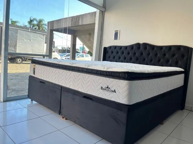 Cama Box Queen Size Com Baú Molas Ensacadas e Pillow Top Gel Modelo Hellen, Peça Nova! - Foto 4