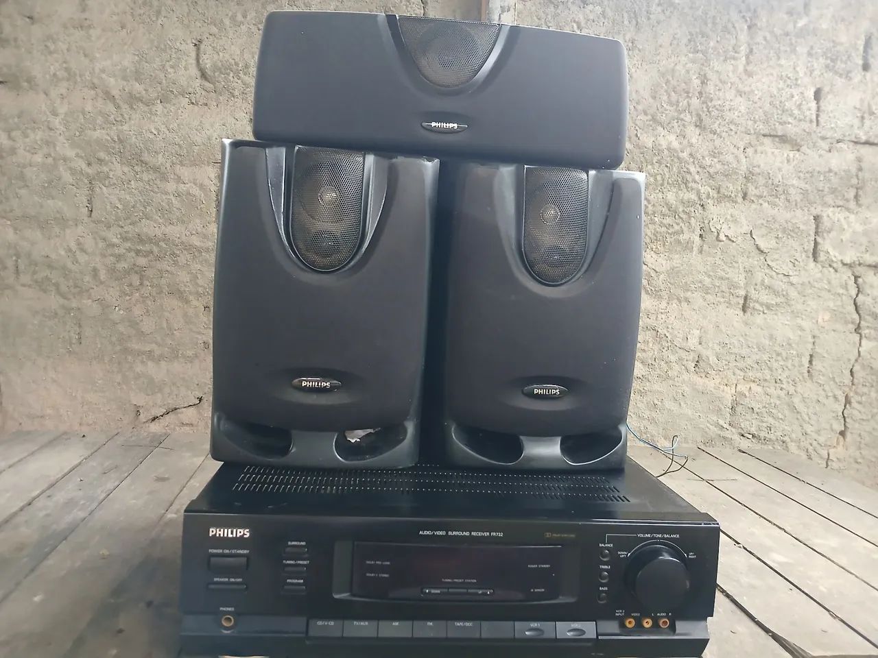 System Vintage Philips Receiver FR732 Com Caixas Acústicas - Funcionando Perfeitamente