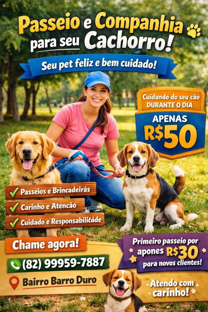 Passeio e companhia para seu cachorro ?