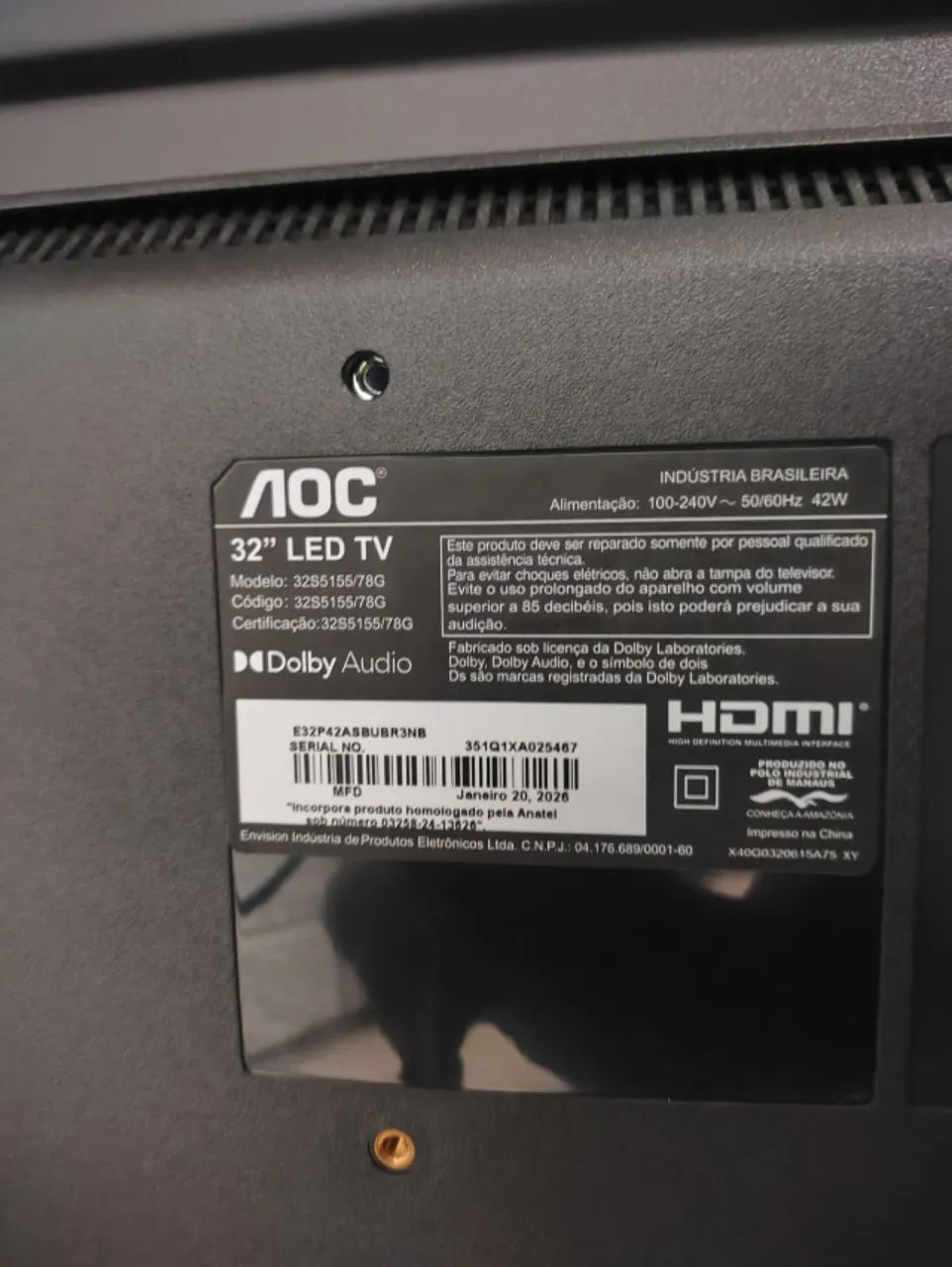 Tv 32 Smart Roku Aoc Pol Semi Nova - Foto 3