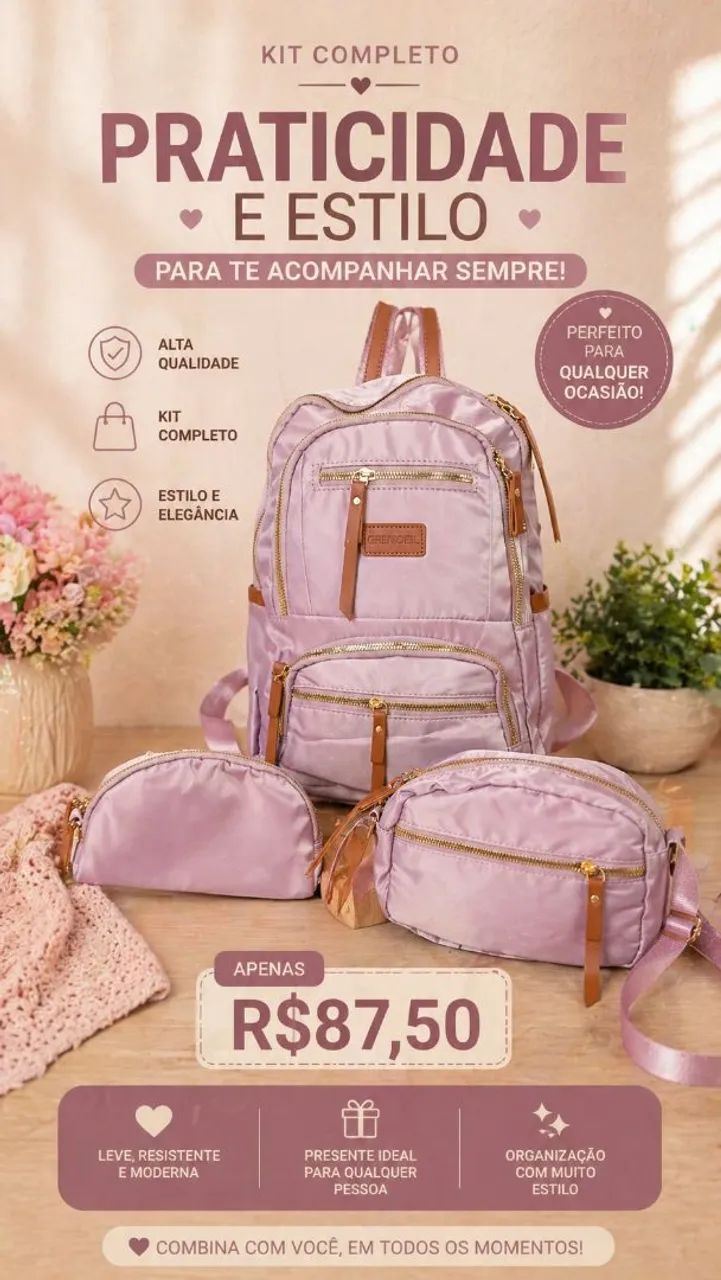 Mochilas pequena feminina 