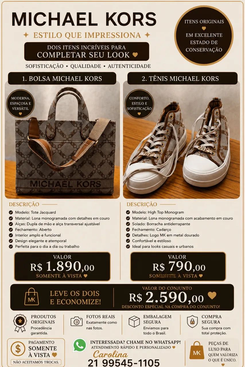 Conjunto de bolsa e tênis da MICHAEL KORLS