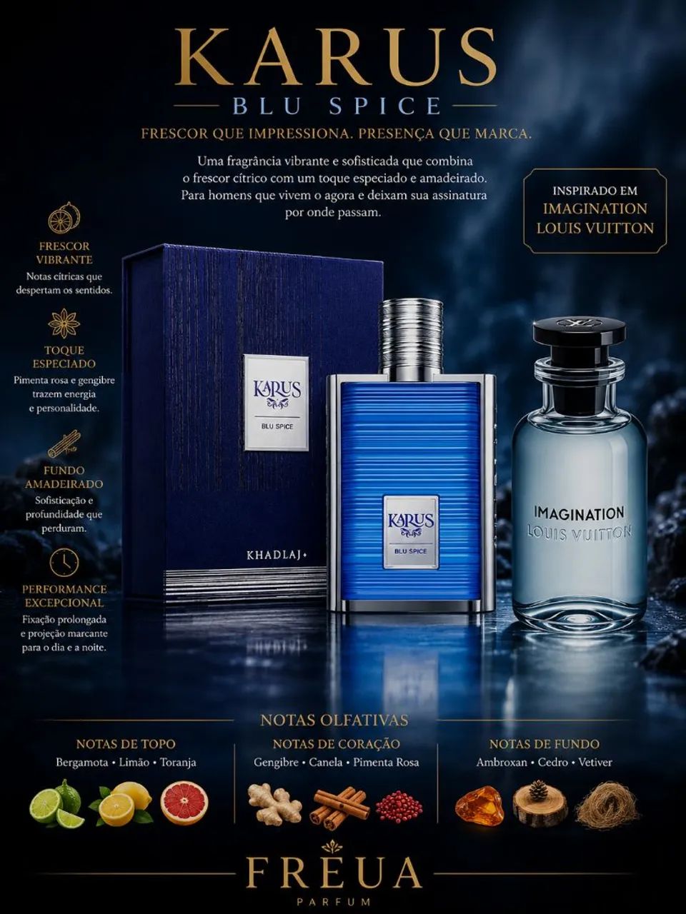 Perfume Árabe Khadlaj Karus Blu Spice (Imagination) - Foto 2