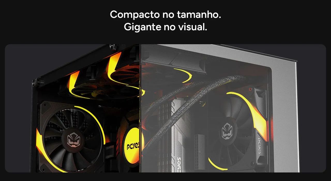 Gabinete Gamer Pcyes Forcefield Mini Black Vulcan - Foto 3