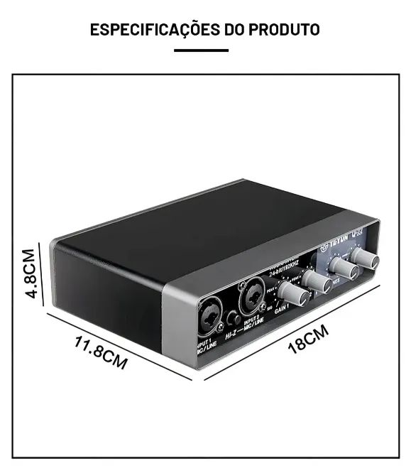 Interface de Áudio USB Teyun Q-22 24bit/192kHz  - Placa de Som - Foto 5