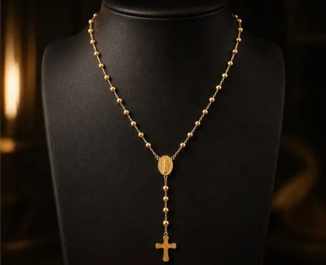Terço Sagrado Em Ouro 18k 750