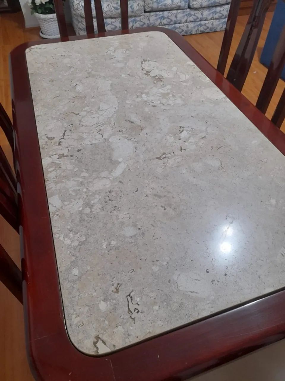 Conjunto de mesa de jantar de mármore com 6 cadeiras - Foto 2