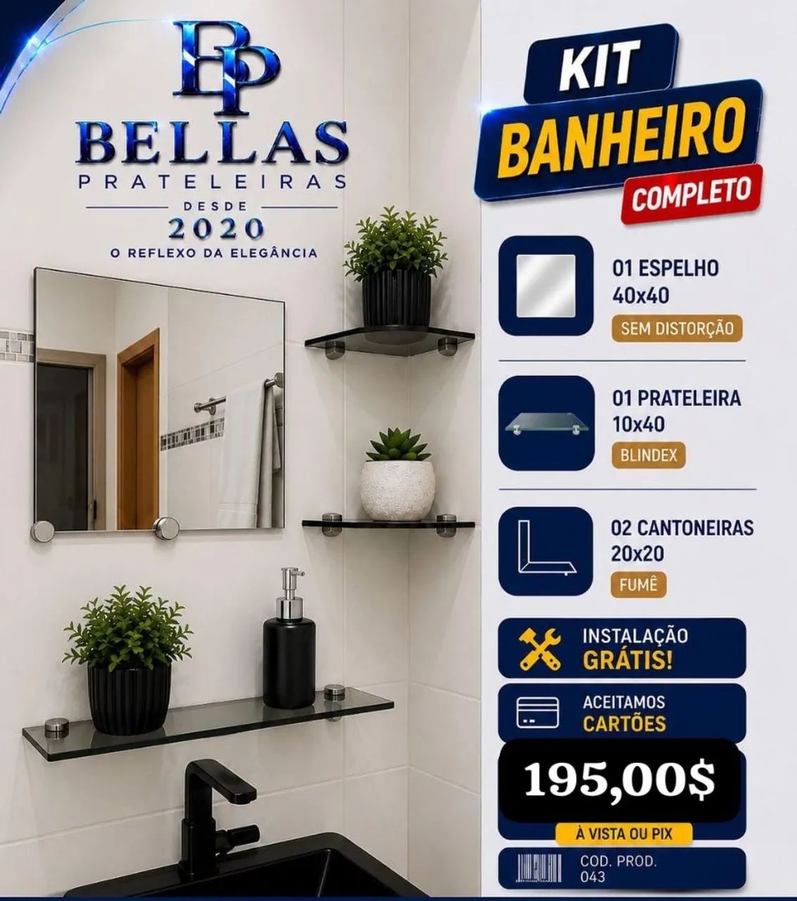 Espelho com cantoneiras 