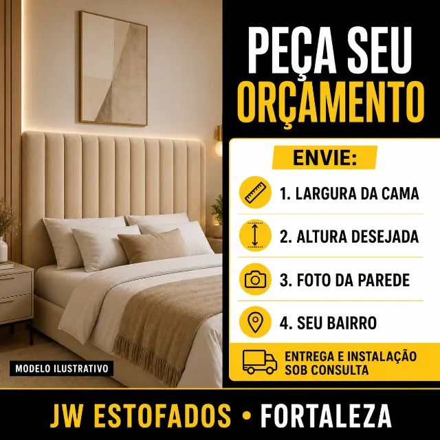 Cabeceira estofada de casal sob medida em Fortaleza - Foto 4