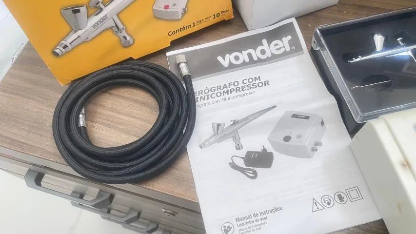 Aerógrafo Com Mini Compressor Bivolt Profissional - Vonder - Foto 3