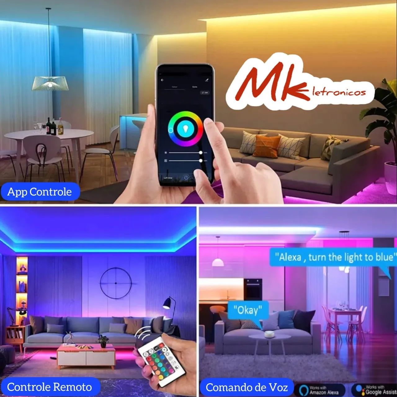 Fita Led Colorido 10MT Controle e QR CODE - Foto 5