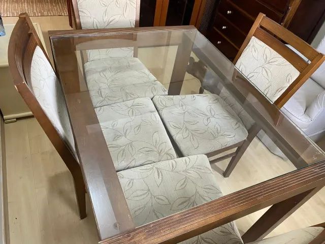 Mesa madeira maciça/vidro temperado - Foto 2