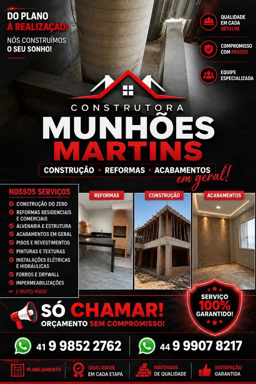 Contrução reforma e acabamento 