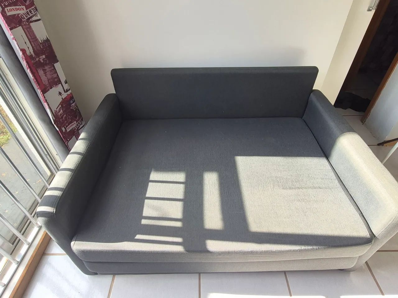 Sofá-Cama 2 Lugares Cinza-Escuro - Foto 4