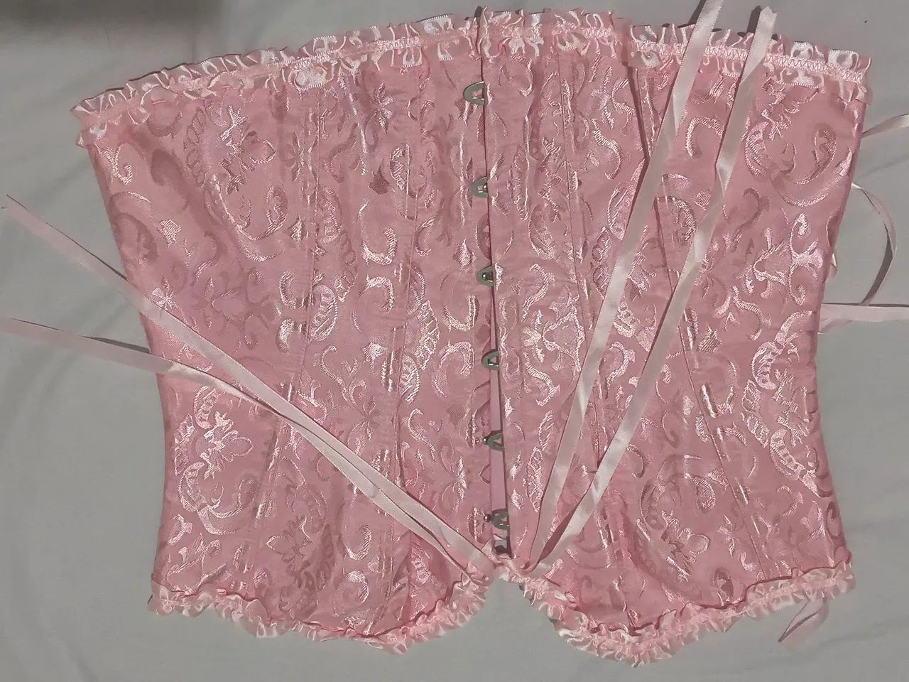 Top corset estilo clássico rosa sem alça 