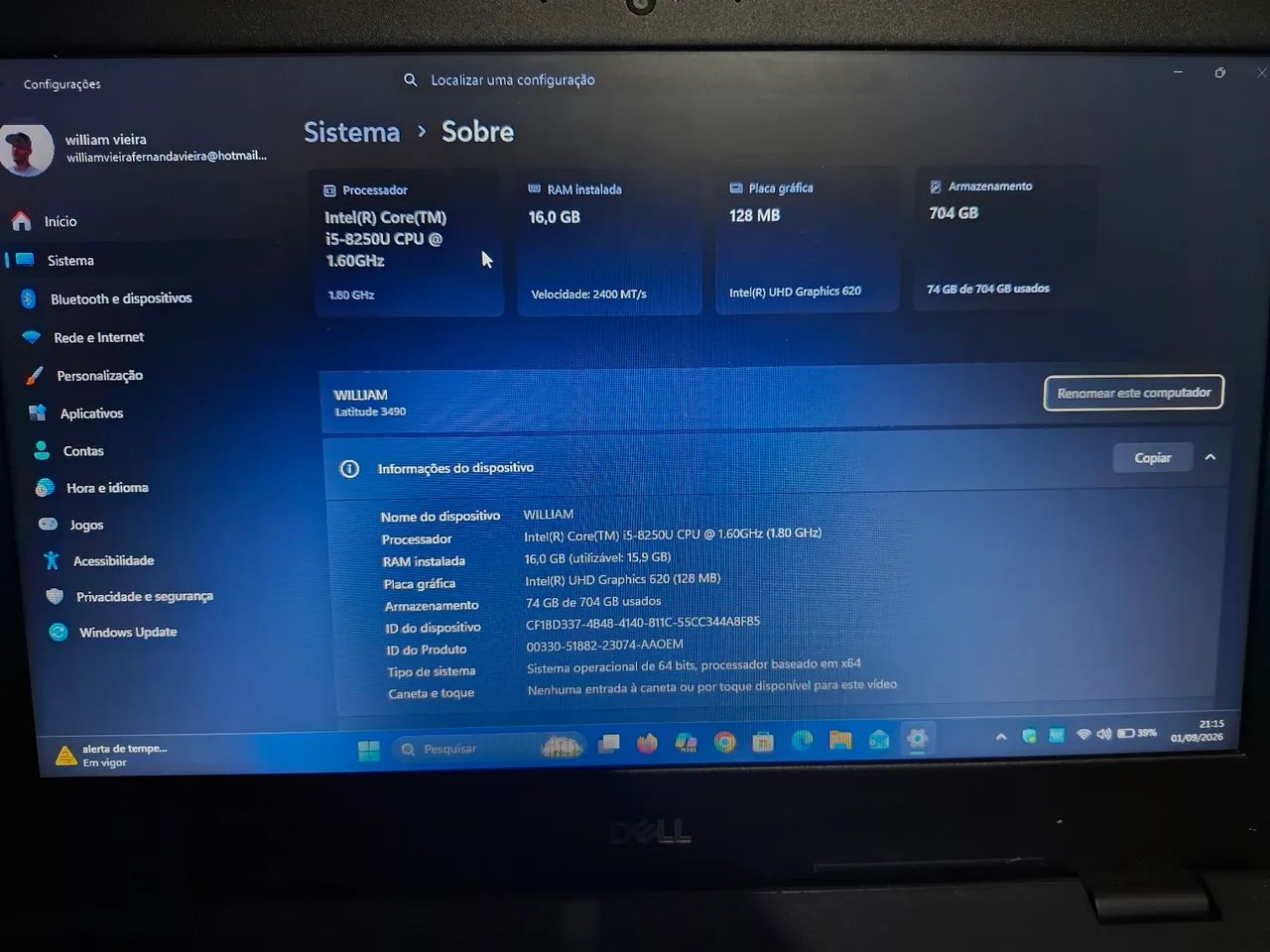 Notebook del latitude 3490