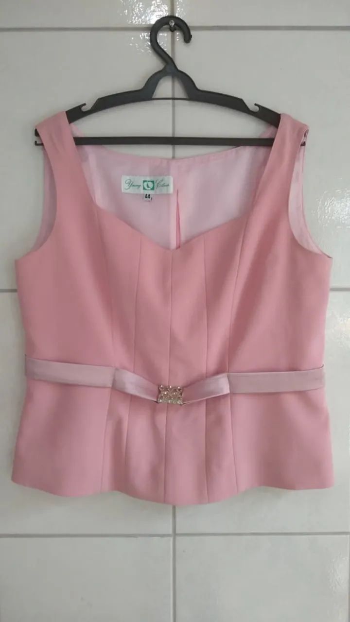 Colete Rosa Com Cinto Embutido Tam 44 - Foto 2