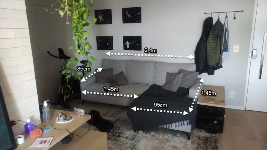 Sofá 3 lugares em L 2,40m