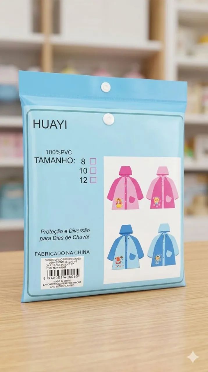 Capa de chuva infantil Menino e Menina