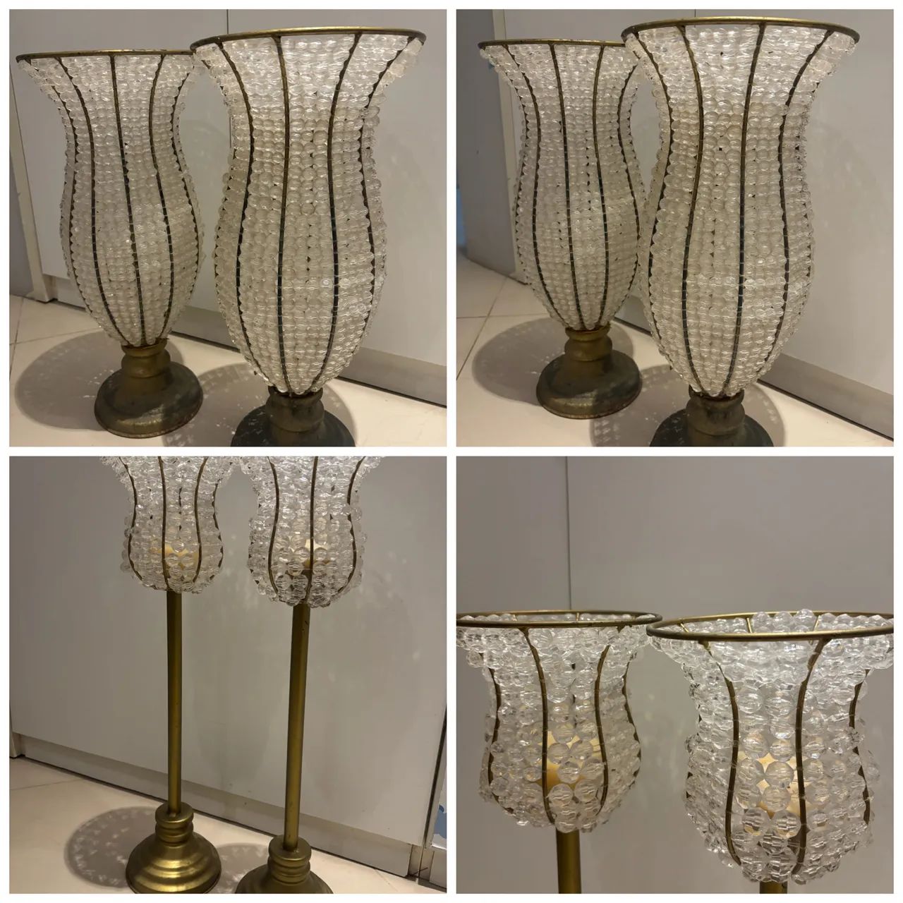 Conjunto de cristais com Base Dourada