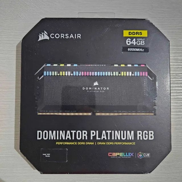 Memória Corsair Dominator Platinum RGB 64GB(2x32GB) DDR5 6000Mhz CMT64GX5M2B6000C40