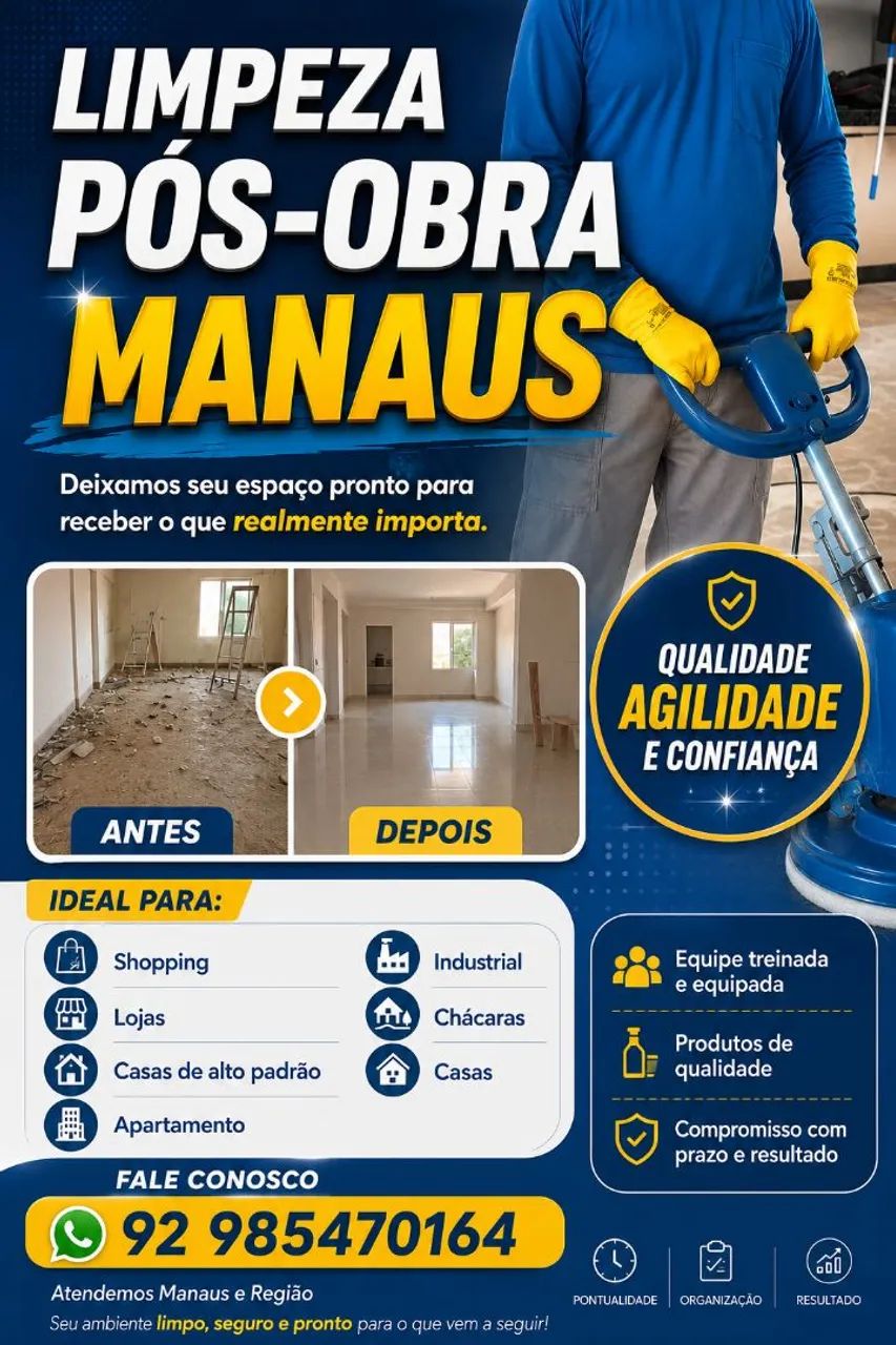 Serviço de limpeza pós obra e comum 