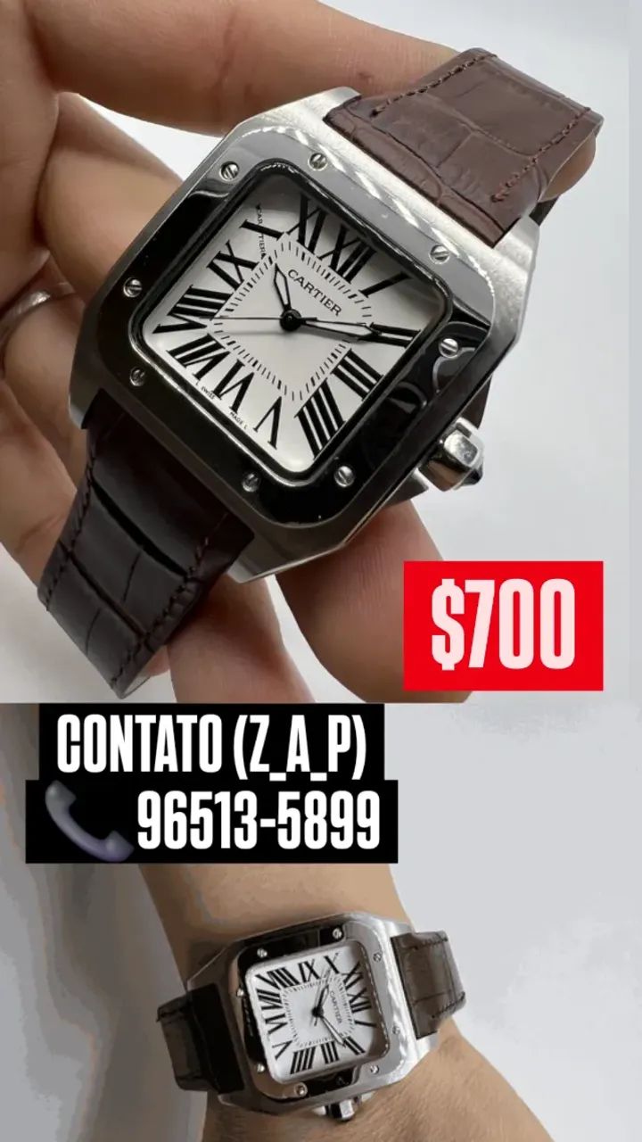 Relógio CARTIER SANTOS Pulseira de Couro Quartz - Foto 2