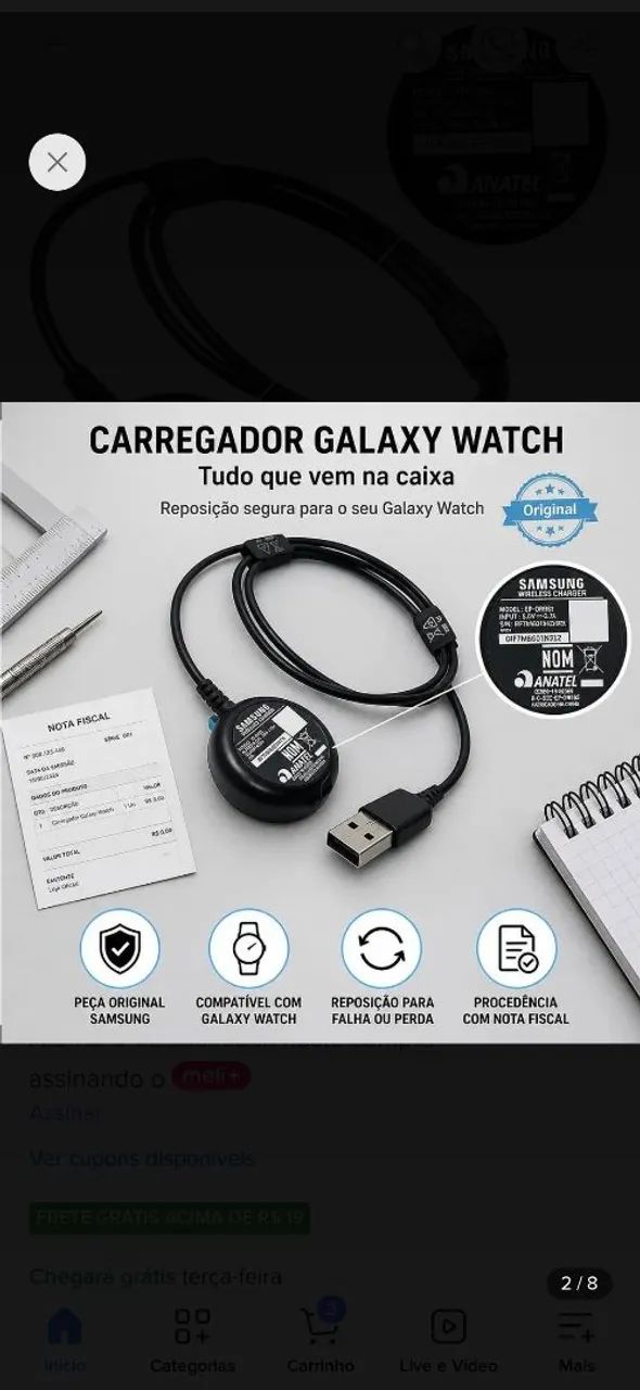 Carregador SmartWatch Samsung indução  - Foto 4