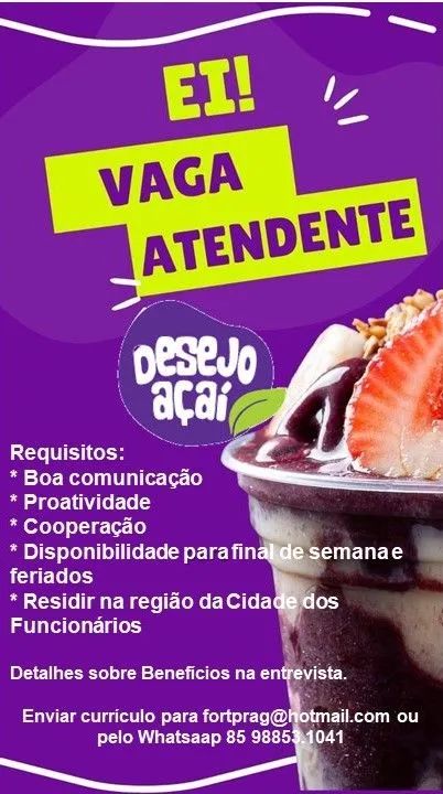 Atendimento Loja de Açaí 