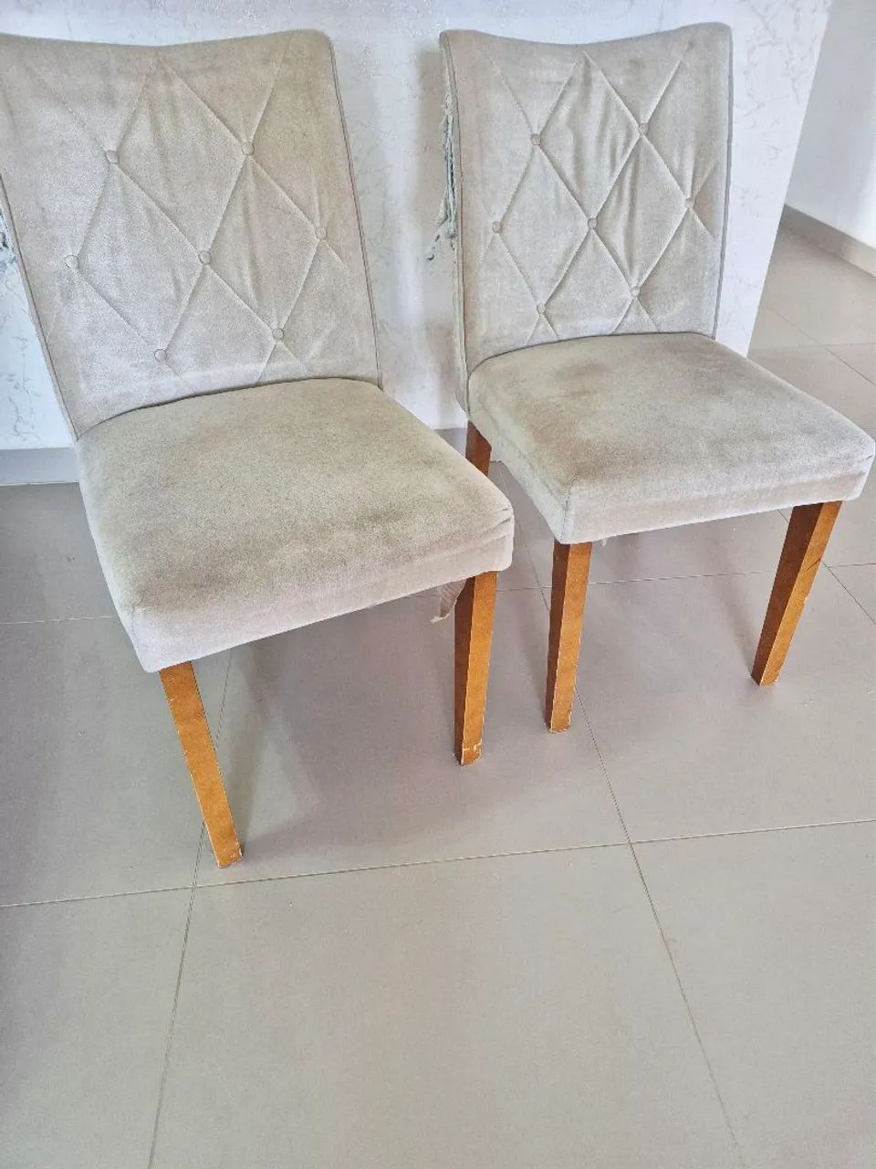 6 cadeiras de jantar em suede