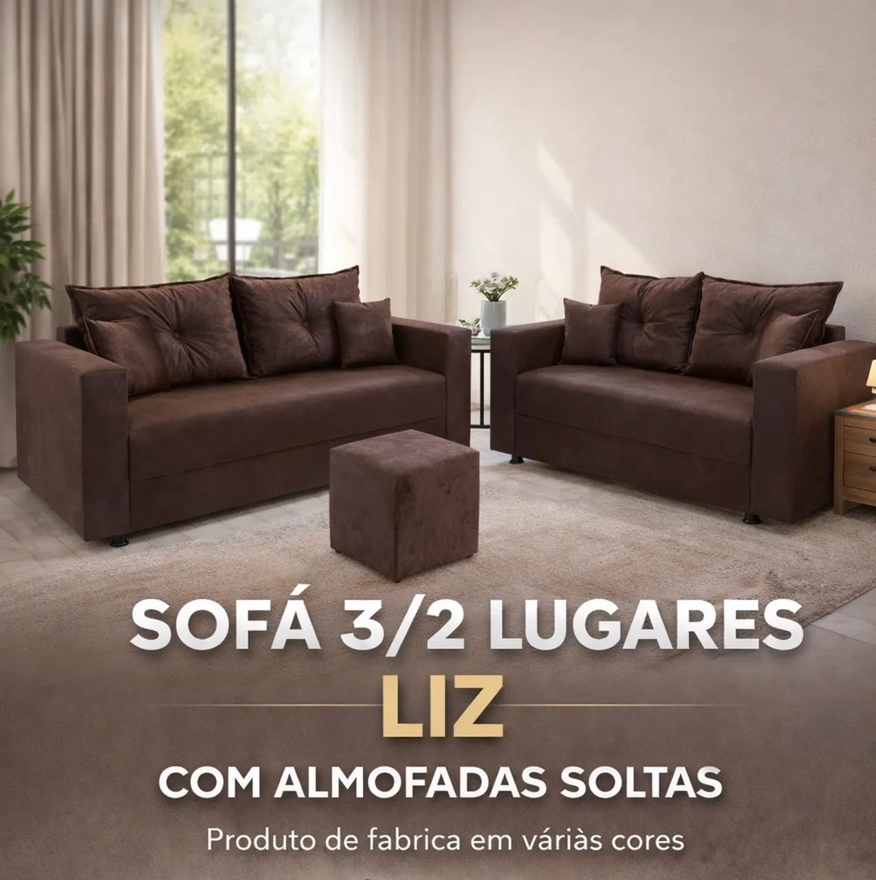 PAGUE NA ENTREGA! Sofá 3/2 Lug CORINO Várias Cores .. Puff Grátis  - Foto 4