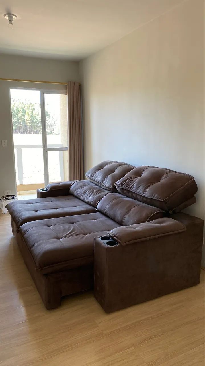 Sofá 4 Lugares Retrátil Slin Marron Semi-novo - Foto 5