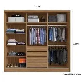Guarda Roupa 100% MDF 3P Com Espelho - (Entregamos)! - Foto 5