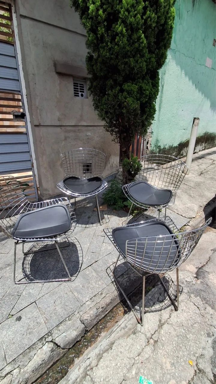 Conjunto de 4 cadeiras bertoia aço cromado  - Foto 5