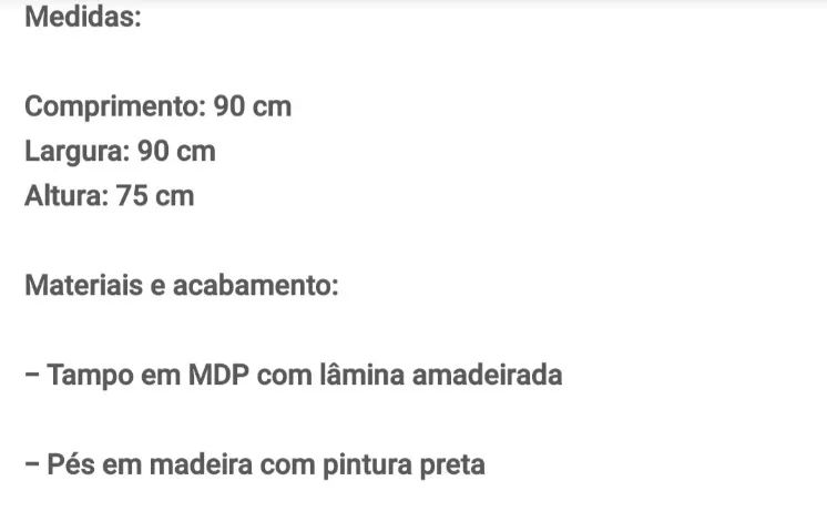 Mesa de jantar 4 lugares quadrada 90x90 com 2 cadeiras  - Foto 5