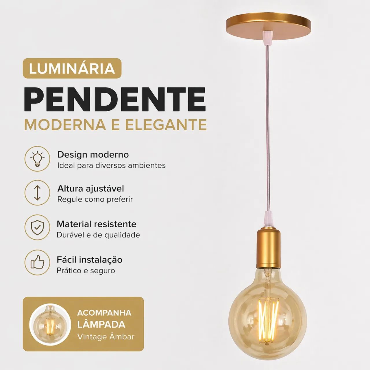 Luminária Para Sala Loja C Lâmpada R$50 - Foto 4