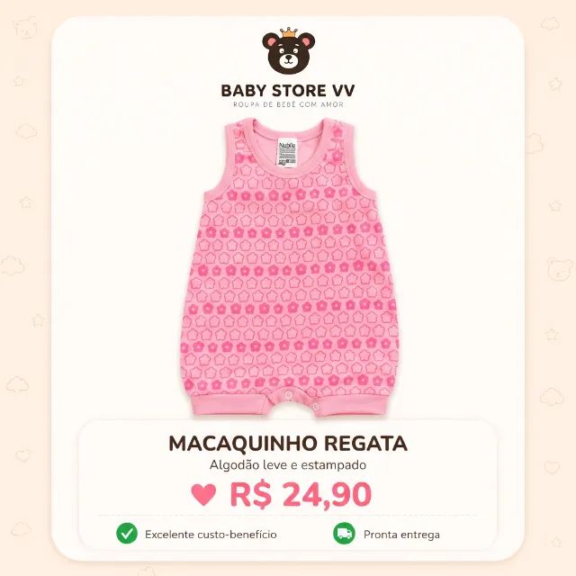 Macaquinho regata em algodão macio