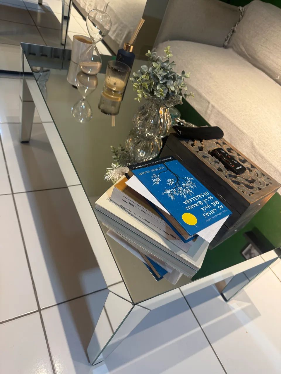 Mesa de centro em espelho para sala de estar 